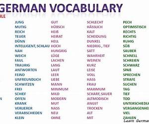 German Vocabulary German Vocabulary