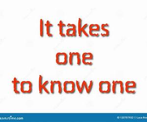 It Takes One To Know One It Takes One To Know One