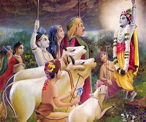 Krishna Lifts Govardhana